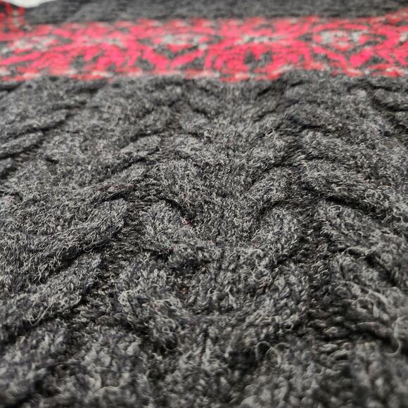 Lands End Mens M Medium 100% Wool Cableknit Fair Isle Nordic Crewneck Sweater - Picture 5 of 13